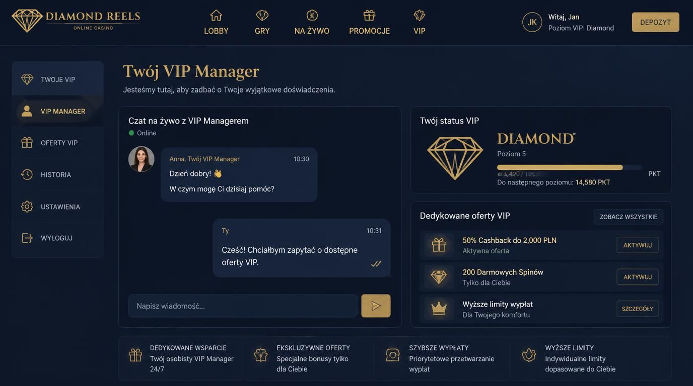 dedykowany VIP Manager i specjalne bonusy dla graczy